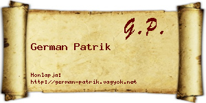 German Patrik névjegykártya